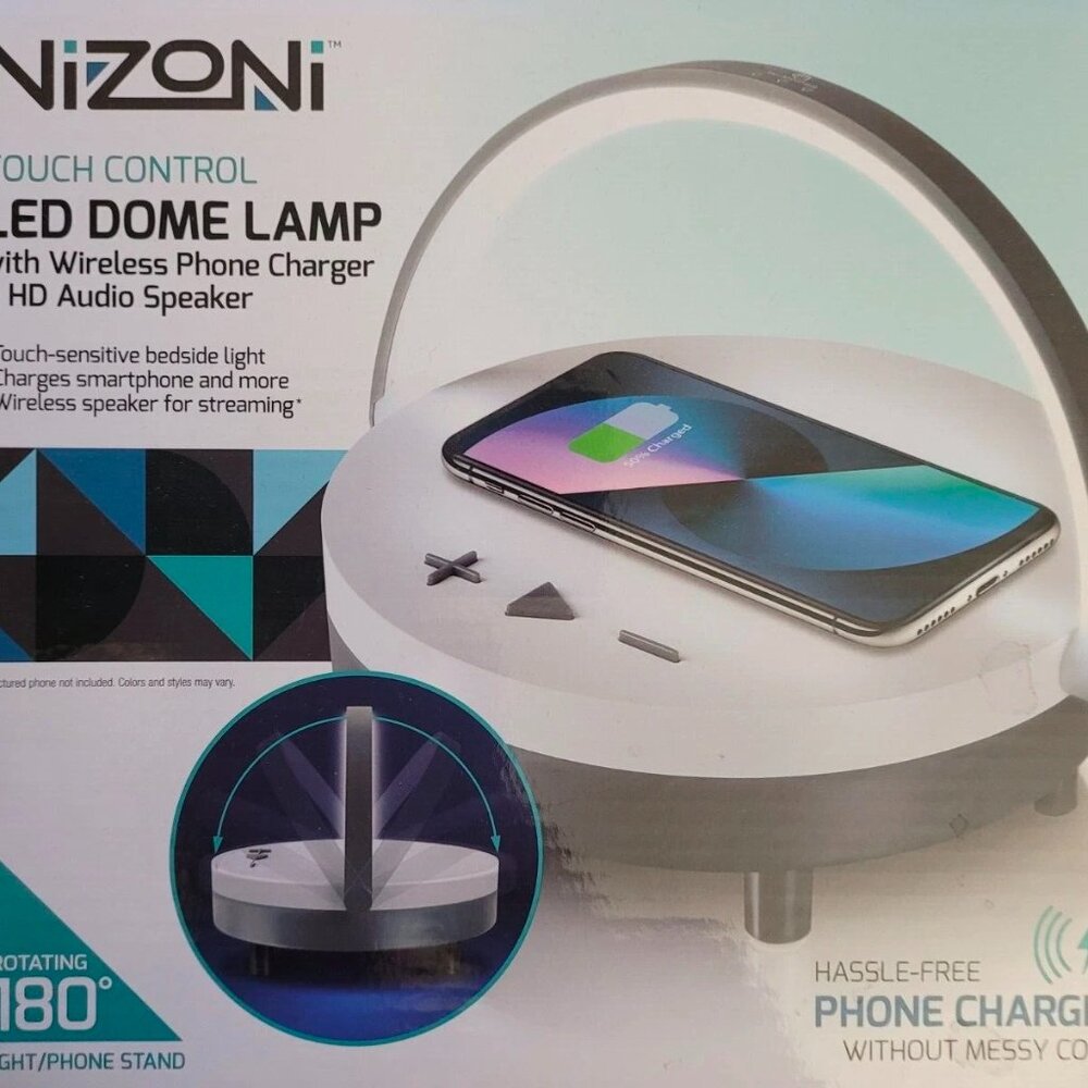 NiZoni LED DOME LAMP with Wireless Phone Charger & HD Audio Speaker. (NEW)